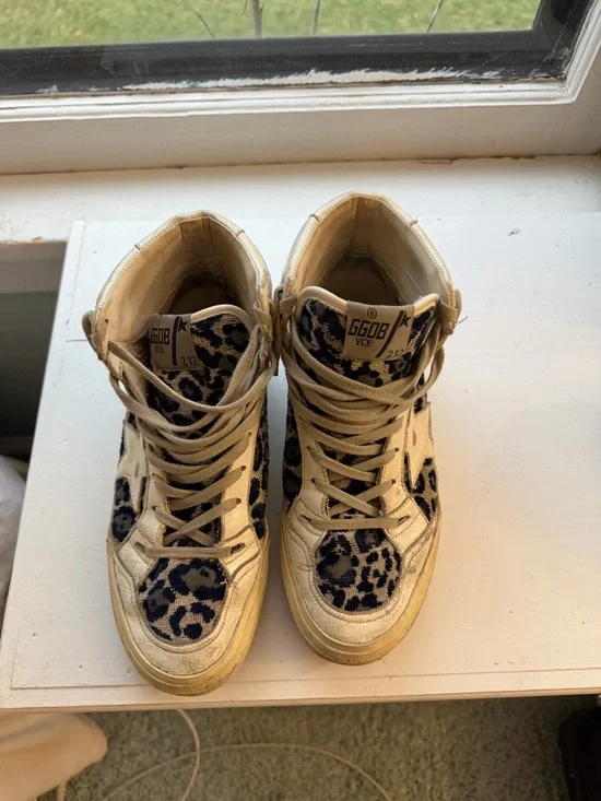 RARE Golden Goose Leopard Print High-Top Sneakers - Picture 2 of 8
